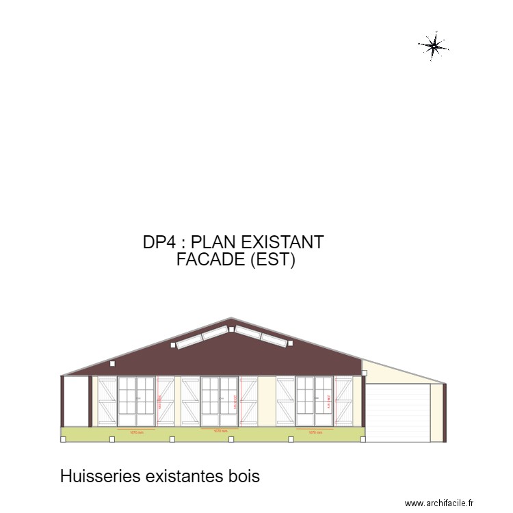 DP4 existant façade Est. Plan de 5 pièces et 41 m2
