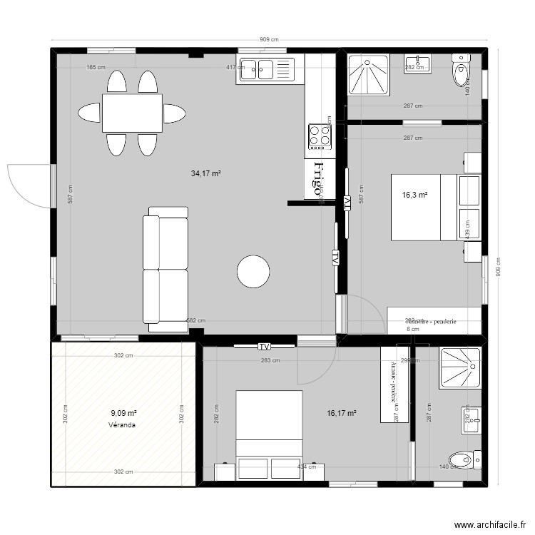 Plan T3 4 modules. Plan de 0 pièce et 0 m2