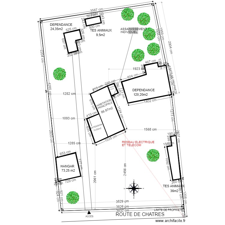 Plan de masse projet. Plan de 0 pièce et 0 m2