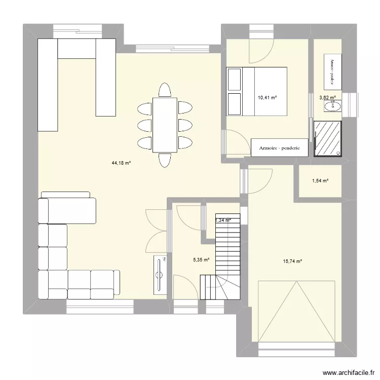 chambre parentale. Plan de 
