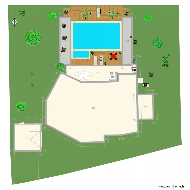 Plan de masse arbor&eacute; bois oliviers. Plan de 