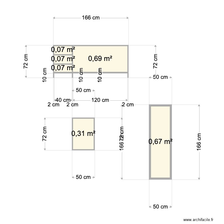 meuble SDB plateau Table. Plan de 6 pièces et 2 m2