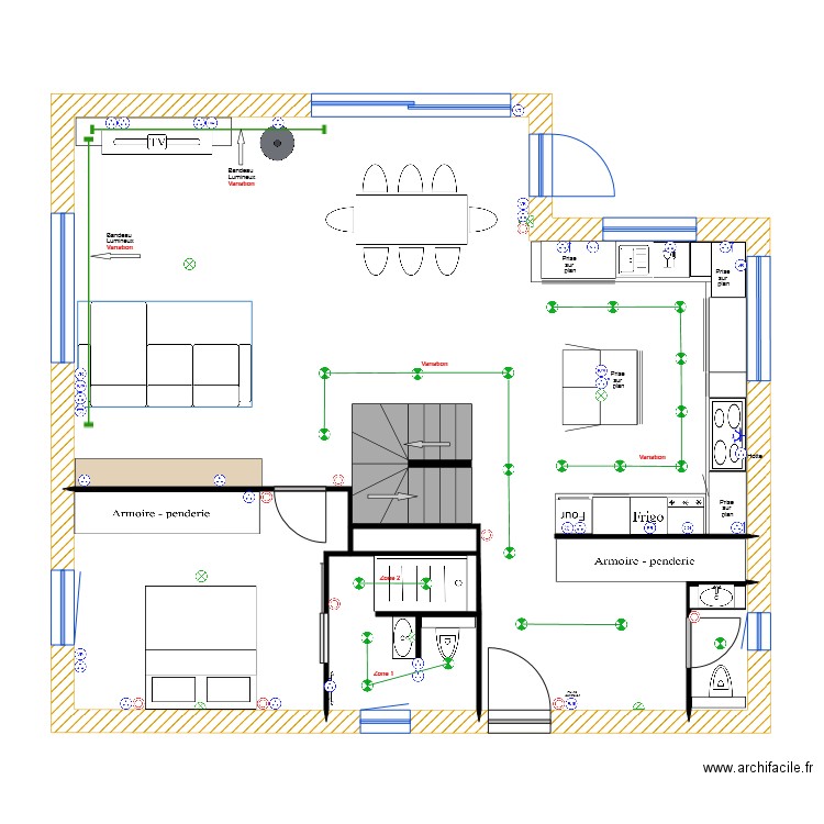 Plan élec RDC CONSUEL. Plan de 0 pièce et 0 m2