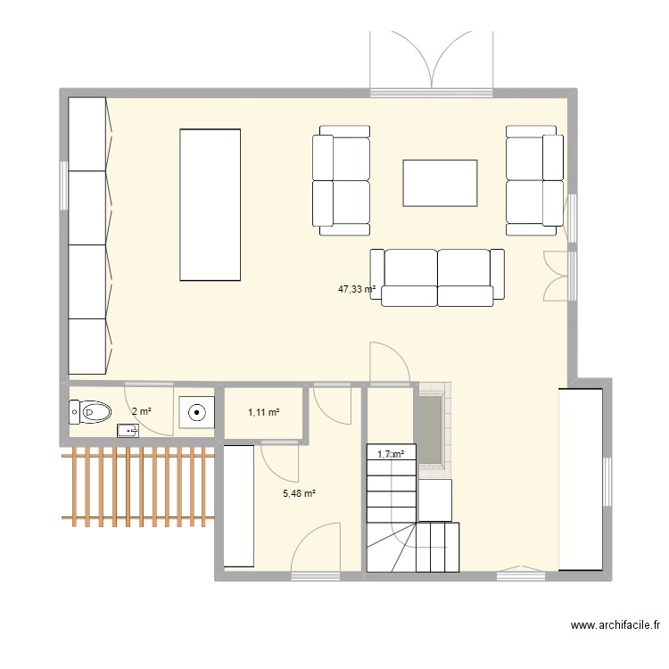 Saint-Luc RDC New. Plan de 5 pièces et 58 m2