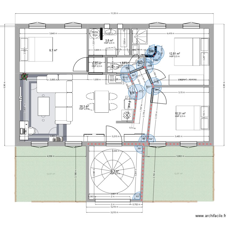 GIVERVILLE POUR ACTION LOGEMENT. Plan de 17 pièces et 253 m2