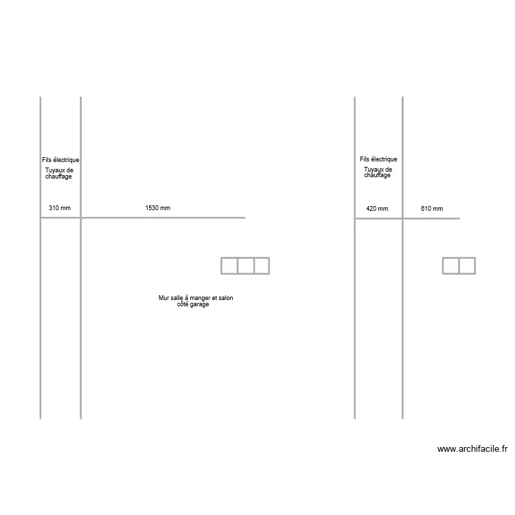 Passage de fils et tuyaux. Plan de 