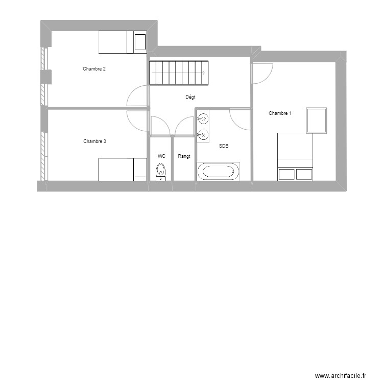 T4 étage LENS. Plan de 5 pièces et 57 m2