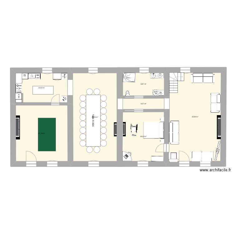 Loc B 1. Plan de 7 pièces et 154 m2