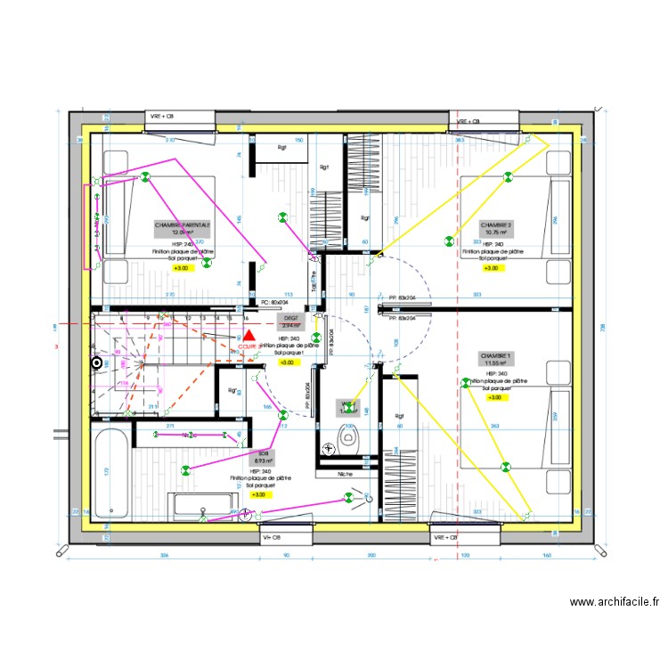 PLAN ARCHITECTURAL LUMIERE ETAGE MEL. Plan de 0 pièce et 0 m2