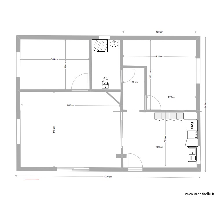 plan 21/10 . Plan de 3 pièces et 44 m2