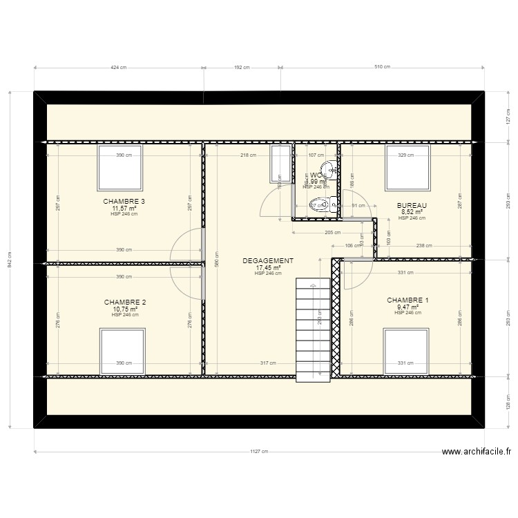 SIFFRINE_R1. Plan de 8 pièces et 80 m2