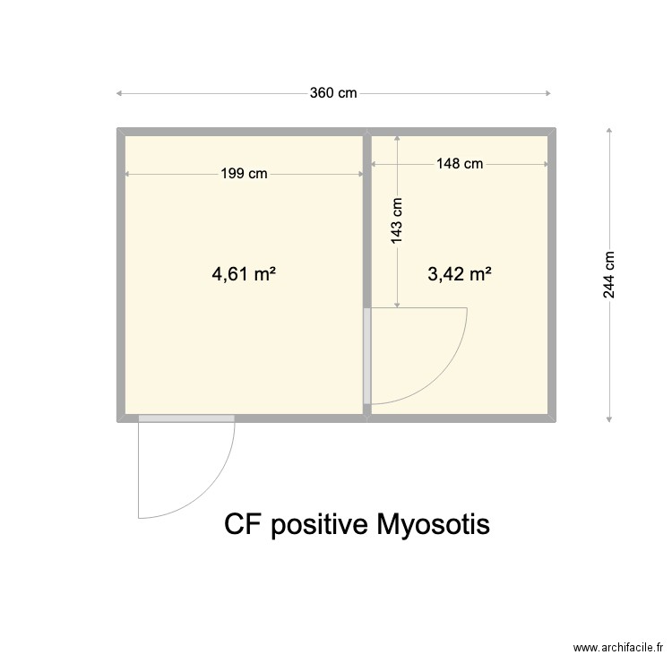 CF Myosotis. Plan de 2 pièces et 8 m2