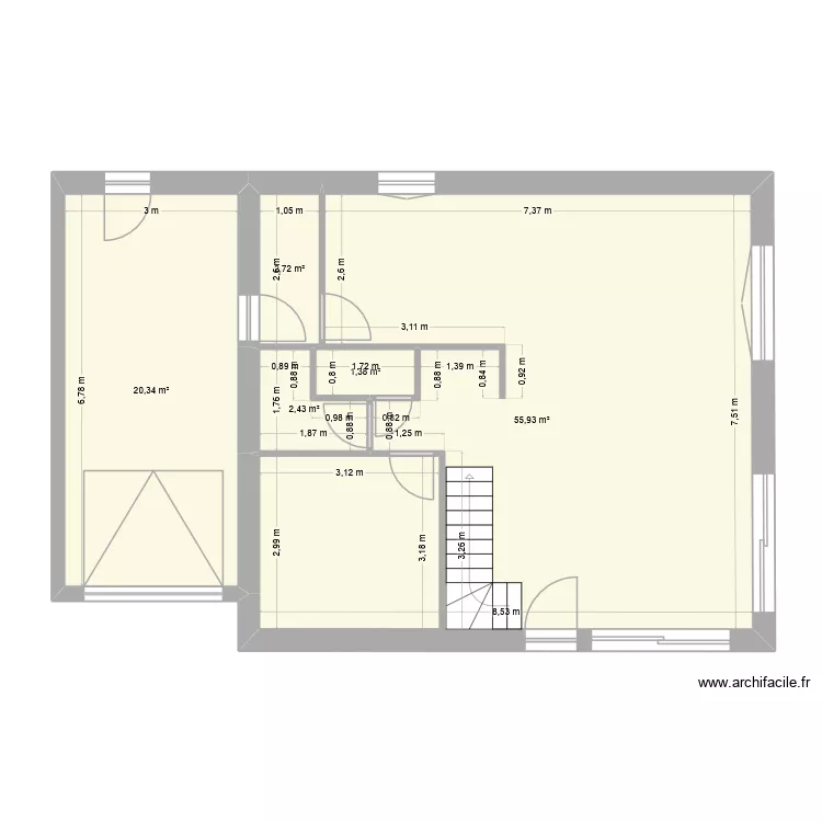 Sous sol modifi&eacute; elec. Plan de 5  et 83 m²