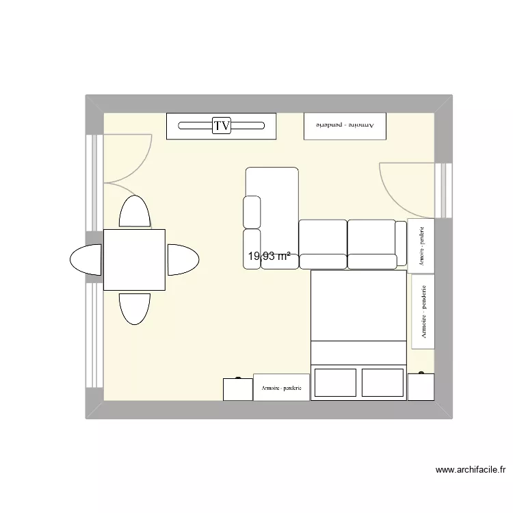 combles maison. Plan de 1 pièce et 20 m²