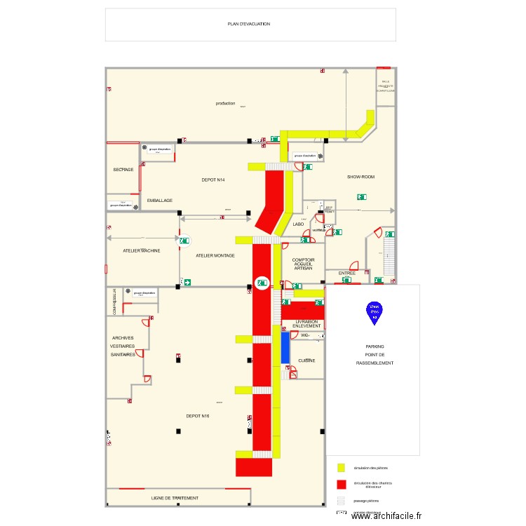 plan de circulation piétons et chariots. Plan de 0 pièce et 0 m2