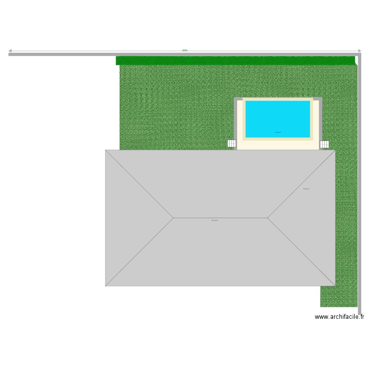 piscine. Plan de 3 pièces et 301 m2