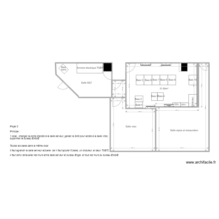 Plan PROJET 3 SALLE SERVEUR Lyon PART DIEU. Plan de 