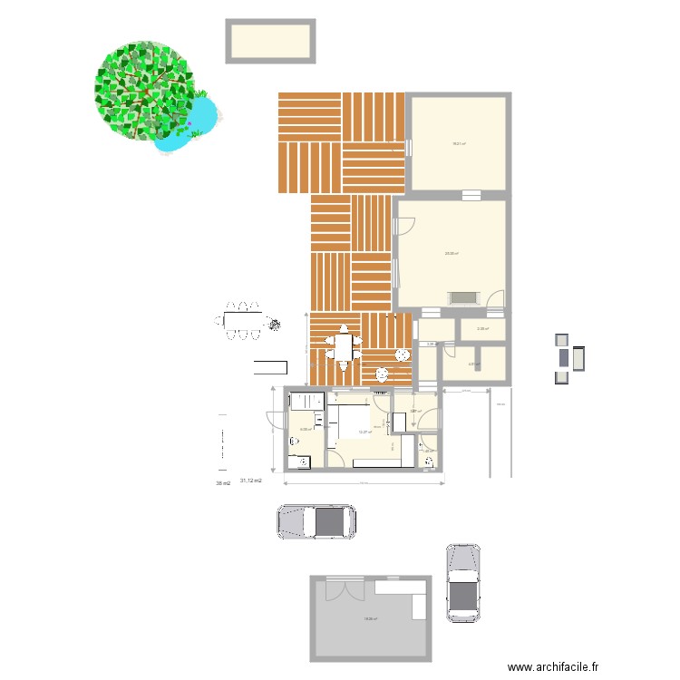 Extension Chambre Buanderie Porte coté sdb privée. Plan de 0 pièce et 0 m2