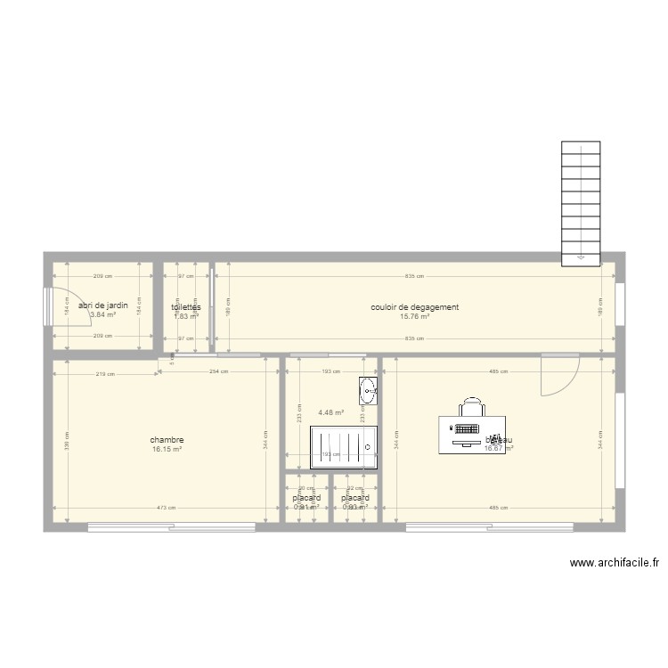 niveau moins un ebauche terminé. Plan de 0 pièce et 0 m2