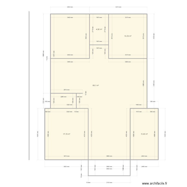 محمود نهائي. Plan de 5 pièces et 115 m2