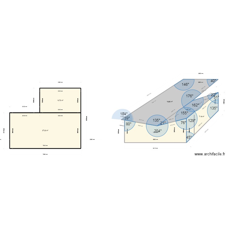 COTE DROIT CABANE. Plan de 6 pièces et 82 m2