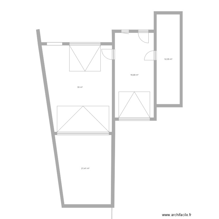 Garage JPK2vide. Plan de 4 pièces et 86 m2