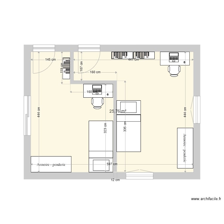 extension rdc. Plan de 1 pièce et 26 m2