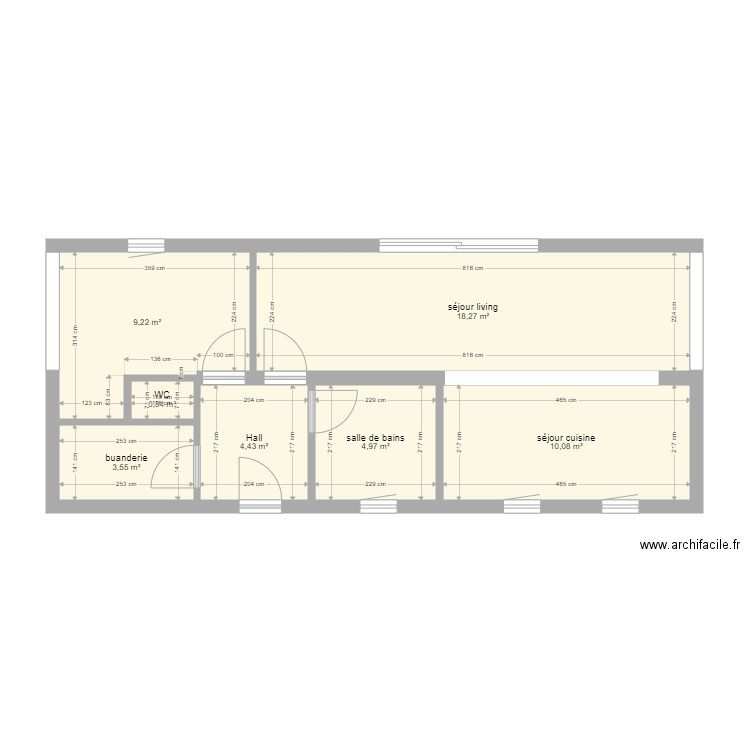 colyns. Plan de 7 pièces et 51 m2