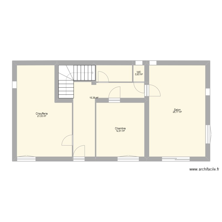 Chalet actuel appartement 1. Plan de 5 pièces et 79 m2