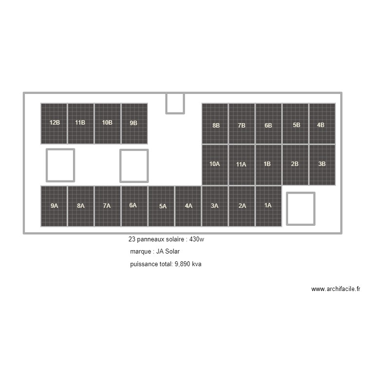 Toit Dhuy. Plan de 5 pièces et 82 m2