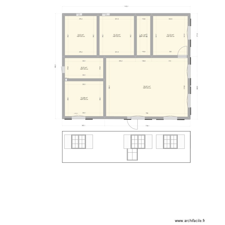 g31 a ajuster. Plan de 7 pièces et 87 m2