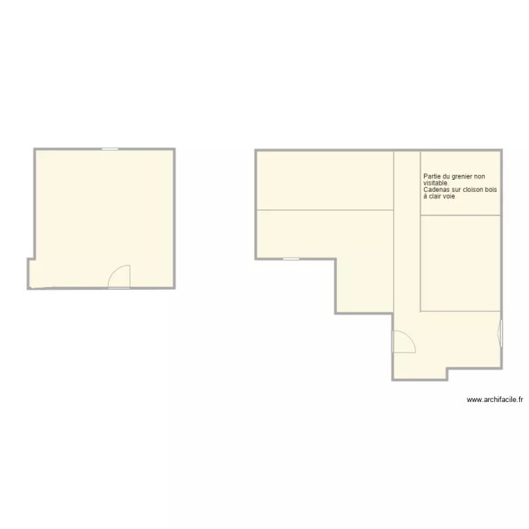 grenier face escaliers. Plan de 