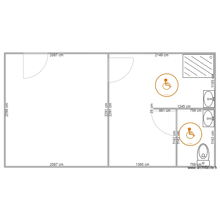 ARS sdb. Plan de 3 pièces et 964 m2