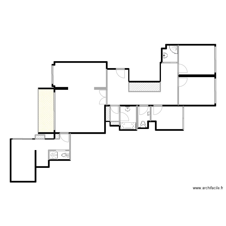 Aqueduc V0. Plan de 16 pièces et 89 m2