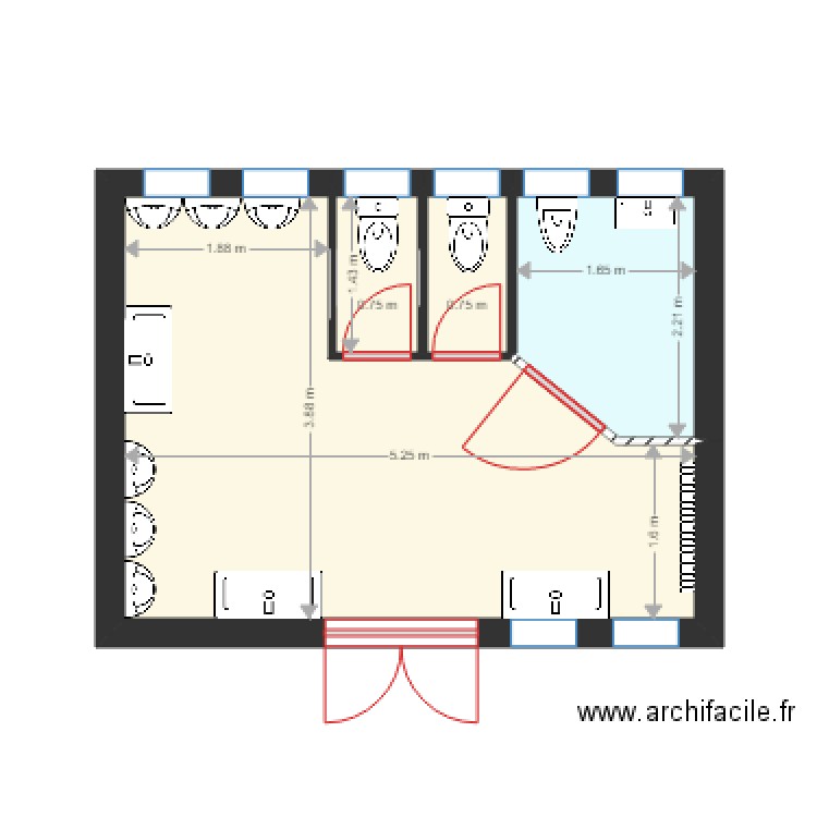 Projet école toilettes garçons. Plan de 0 pièce et 0 m2