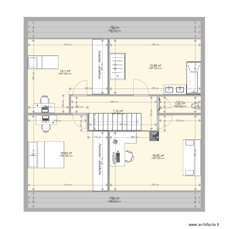Panserot 1er étage Actuel VS Projet. Plan de 8 pièces et 84 m2