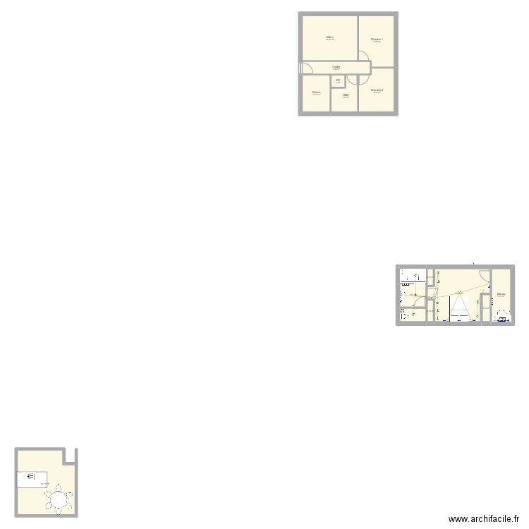 haut2. Plan de 14 pièces et 99 m2