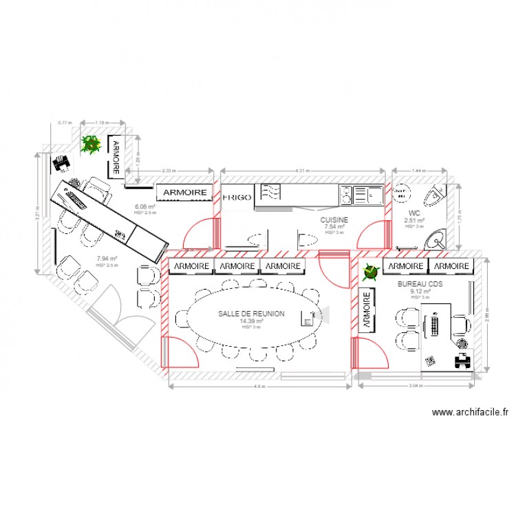 PROPOSITION 2 CREATION LOGE ET BUREAU CDS NOGENT SUR MARNE. Plan de 0 pièce et 0 m2