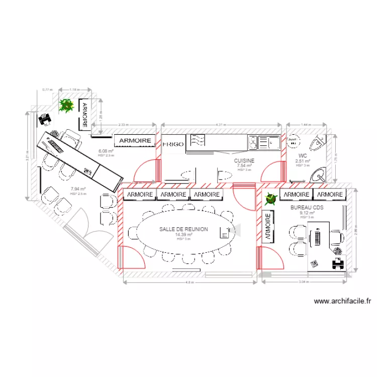 PROPOSITION 2 CREATION LOGE ET BUREAU CDS NOGENT SUR MARNE. Plan de 