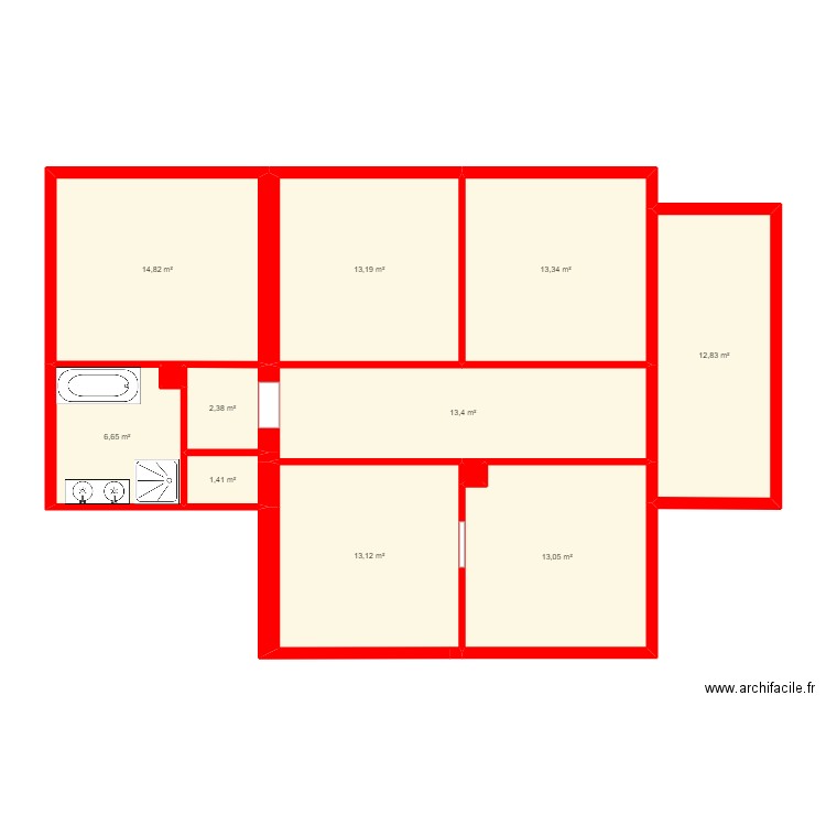 jaafar. Plan de 27 pièces et 257 m2