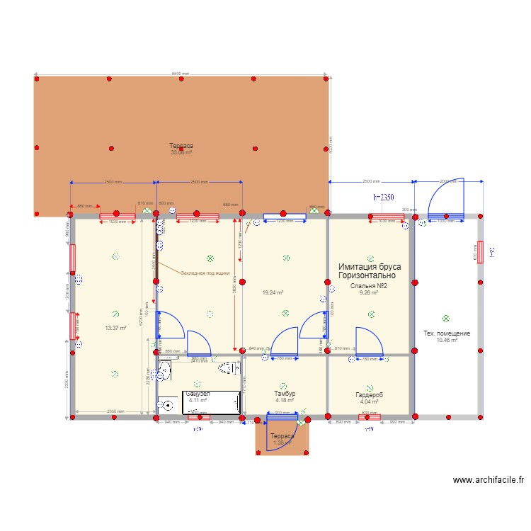 Troitsk 60 2 svai. Plan de 0 pièce et 0 m2