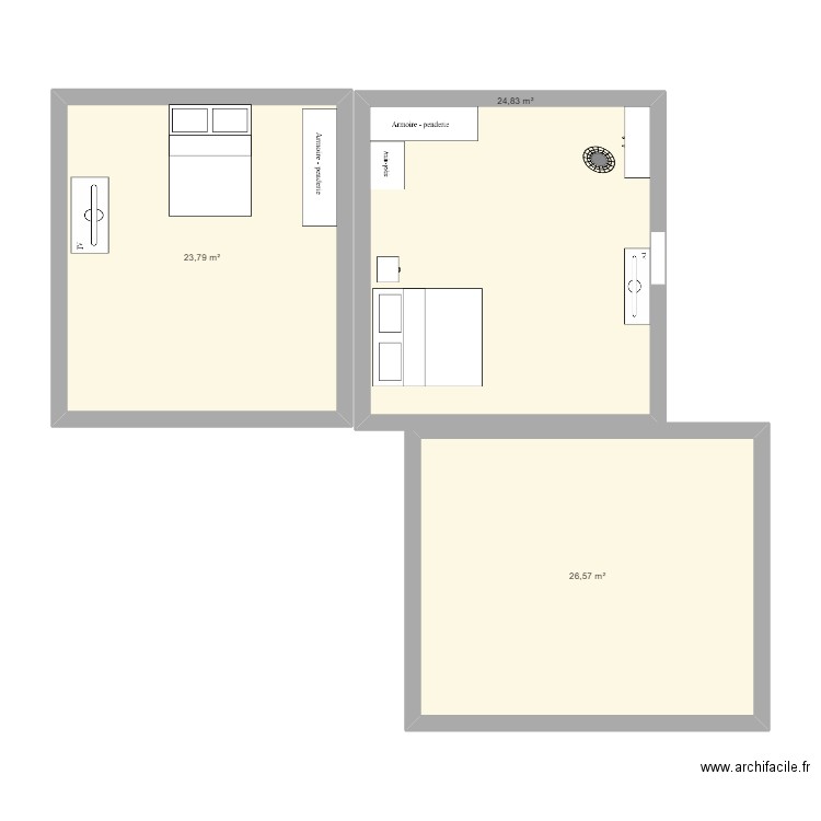 Elodie. Plan de 3 pièces et 75 m2