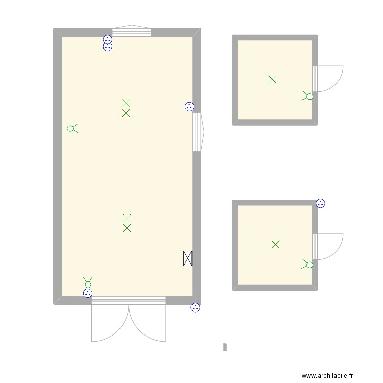 Plan COMBLE 2. Plan de 3 pièces et 44 m2