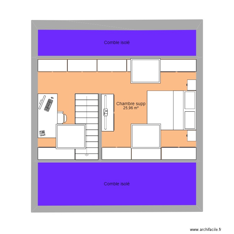 Cortil fini. Plan de 15 pièces et 207 m2