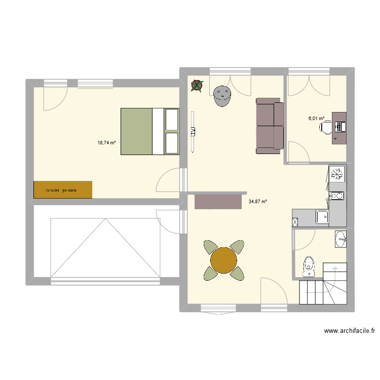 Clos Lot 1 avec garage. Plan de 3 pièces et 60 m2