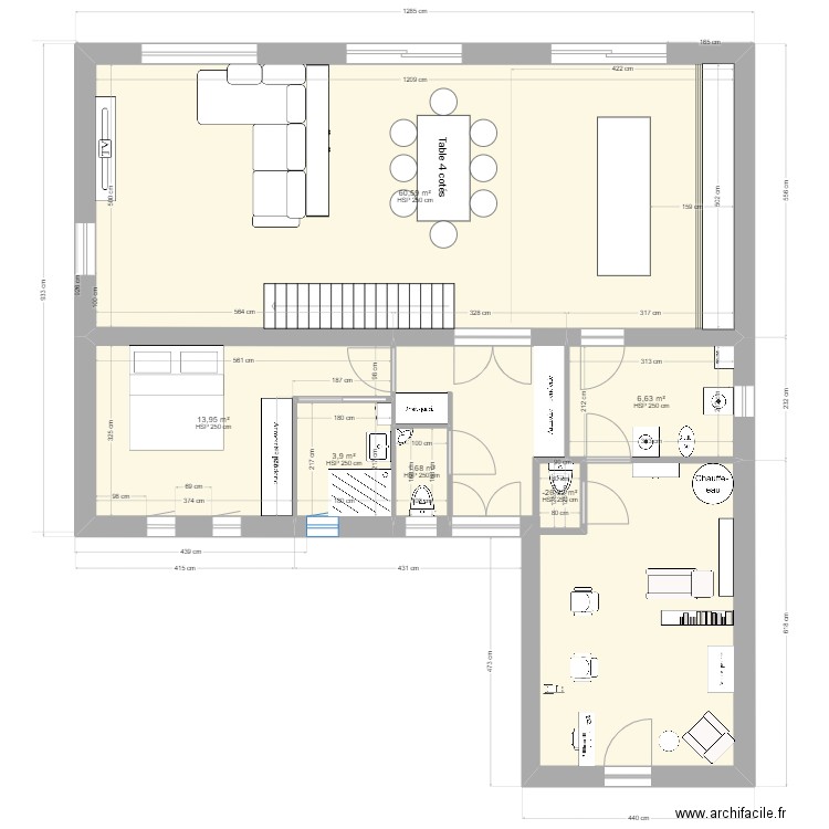 Maison Warlaing - Salon de coiffure. Plan de 16 pièces et 317 m2