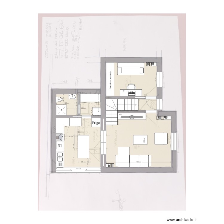 Maison Oullins RDC et Etage. Plan de 0 pièce et 0 m2