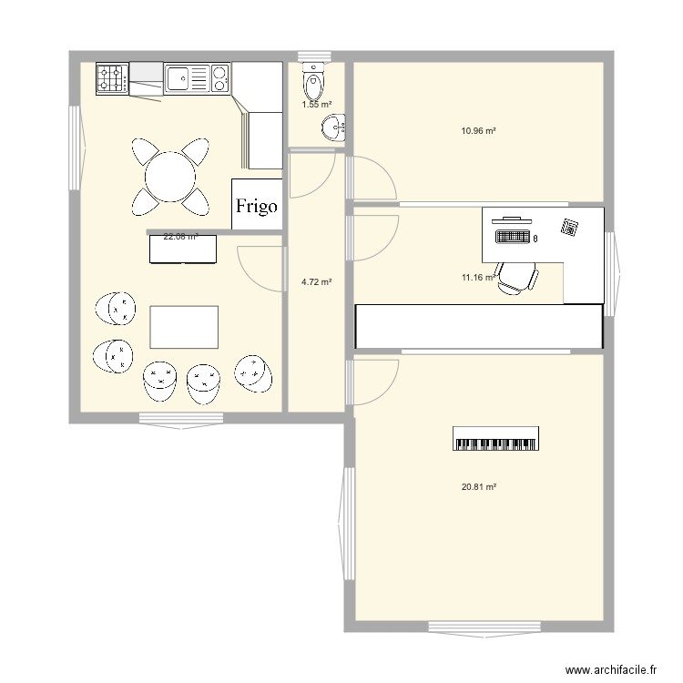 studio. Plan de 0 pièce et 0 m2