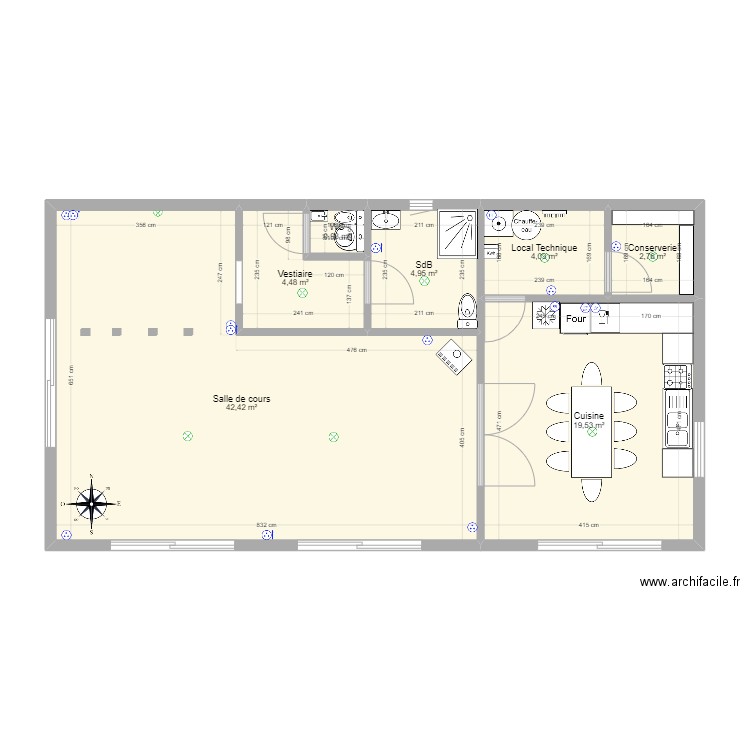 Shala_Modif_Cuisine_WC_Vestiaire. Plan de 0 pièce et 0 m2
