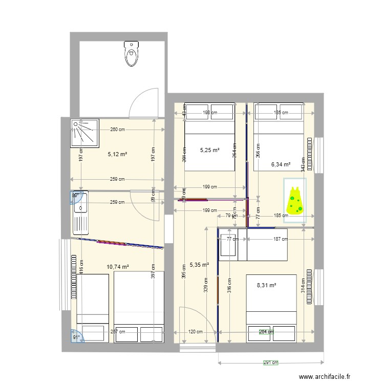 projet petite maison. Plan de 6 pièces et 41 m2